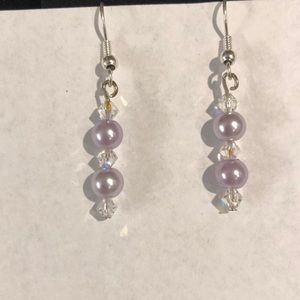 Lavender pear and crystal earrings